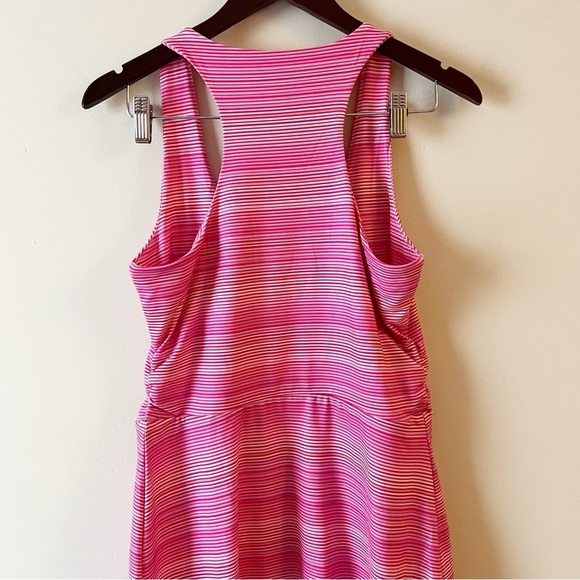 Tehama Pink Striped Racerback Mini Dress Athletic Sleeveless Size Medium - Picture 6 of 8